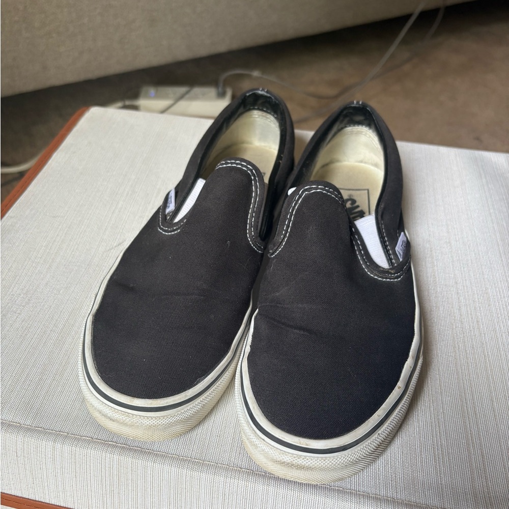 Vans Black Canvas Slip-On Loafers